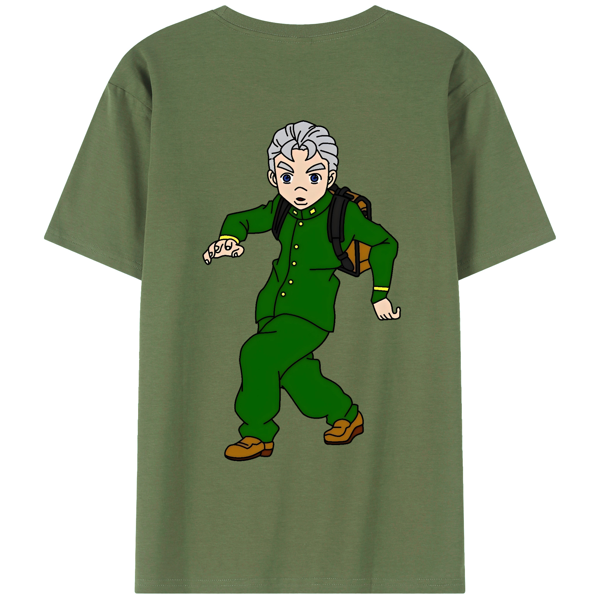 （画像用） ジョジョの奇妙な冒険 広瀨康一 JoJo's Bizarre Adventure Hirose Koichi 綿100％ メンズ半袖Tシャツ（バックプリント） 通気性